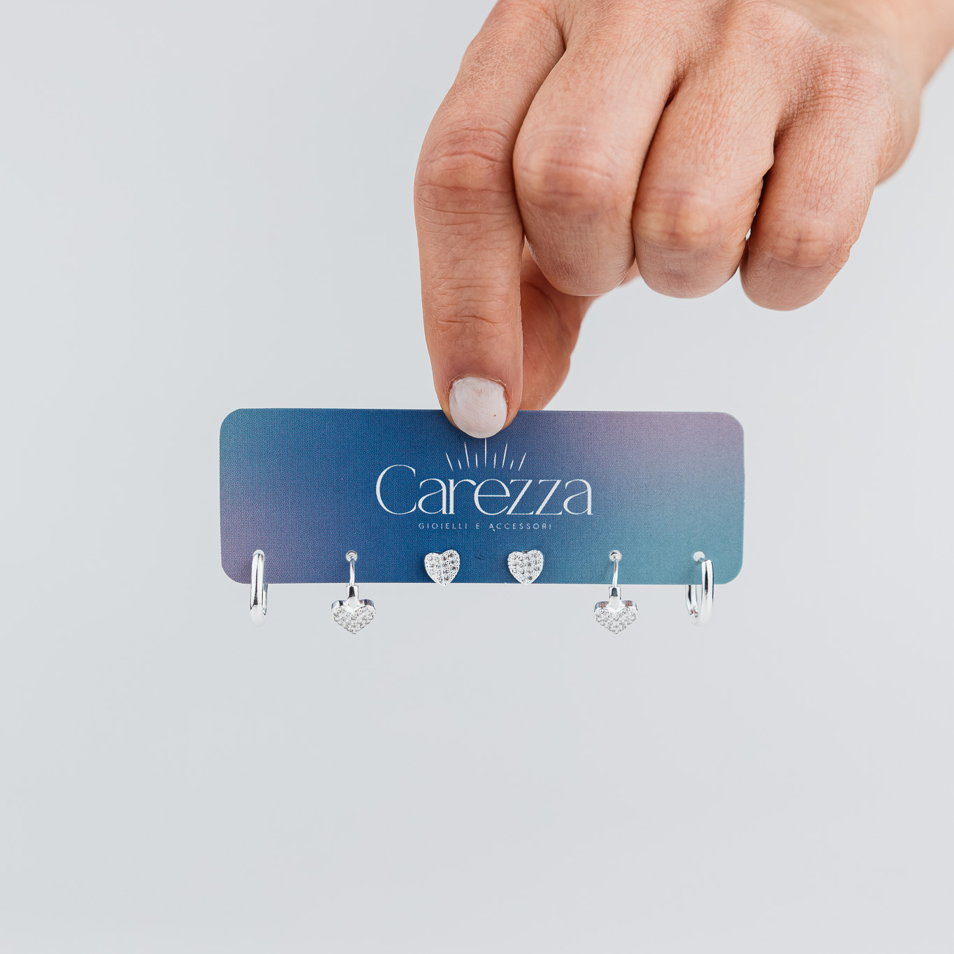 TRIO DI ORECCHINI A CERCHIO CON CUORE