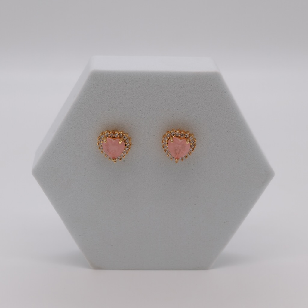 ORECCHINI A CUORE CON ZIRCONI E PIETRA CENTRALE