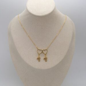 COLLANA FIGLIO CON DUE CUORI E DUE MASCHIETTI LISCI