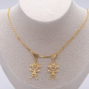 COLLANA FIGLIA CON DUE FEMMINUCCE LISCE