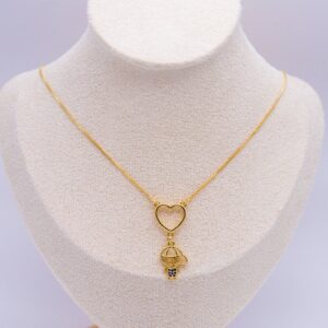 COLLANA FIGLIO CON CUORE LISCIO E MASCHIETTO CRIVELLATO