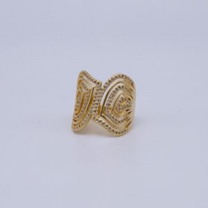 ANELLO FOGLIE CON DETAGLI IN ZIRCONI 