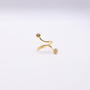 ANELLO A CERCHIO SOTTILE APERTO CON DUE PUNTI LUCE