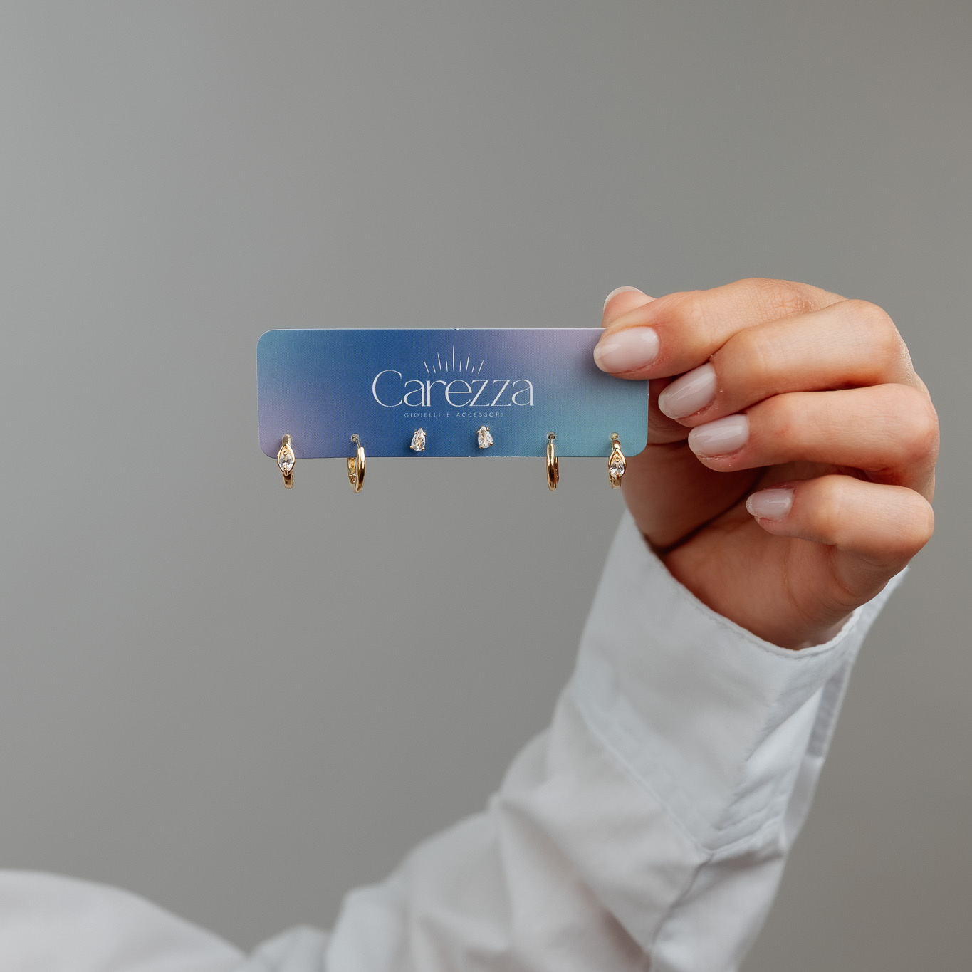ORECCHINI TRIO: CERCHIO CON ZIRCONIA, CERCHIO LISCIO E PUNTO LUCE A GOCCIA