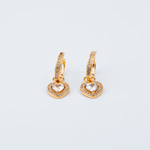 ORECCHINI DUE IN UNO CON CUORE E CERCHIO CRIVELLATO
