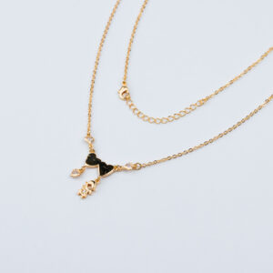 COLLANA FIGLIA CON DUE CUORI LISCI E UN PUNTO LUCE