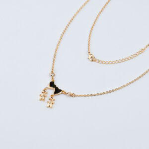 COLLANA DUE FIGLI CON DUE CUORI LISCI E UN PUNTO LUCE