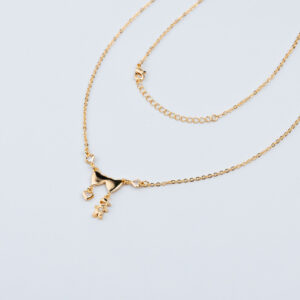 COLLANA FIGLIO CON DUE CUORI LISCI E UN PUNTO LUCE