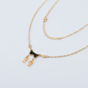 COLLANA FIGLIO E FIGLIA CON DUE CUORI LISCI E UN PUNTO LUCE