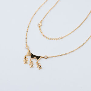 COLLANA TRE FIGLI CON TRE CUORI LISCI E UN PUNTO LUCE