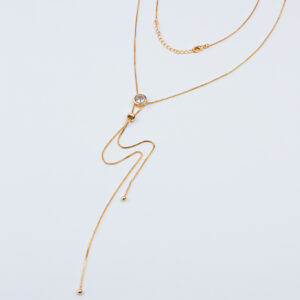 COLLANA A Y CON PUNTO LUCE ROTONDO IN ZIRCONIA