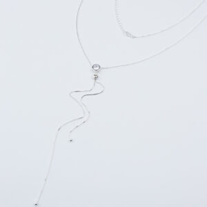 COLLANA A Y CON PUNTO LUCE ROTONDO IN ZIRCONIA